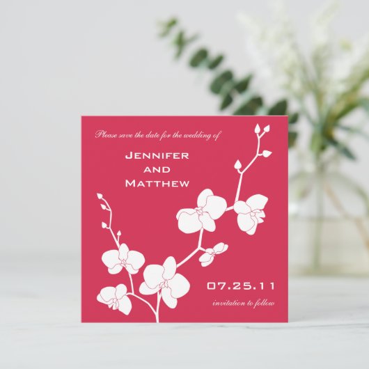 Orchids Save the Date - Red en White (Staand voorkant)
