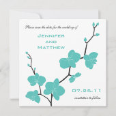 Orchids Save the Date - Turquoise Blue en Black (Voorkant)