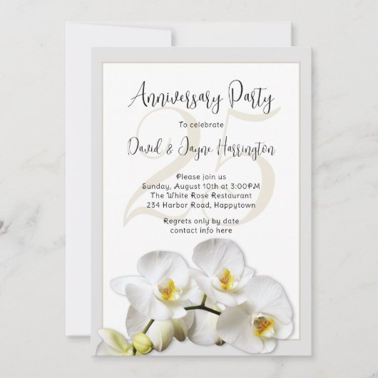 Orchids Silver Jubileum Party Invitation Kaart (Voorkant)