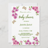 Orchids Tropical Butterfly Baby Shower Invitation Kaart (Voorkant)