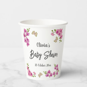 Orchids Tropical Butterfly Welcome Baby shower Papieren Bekers