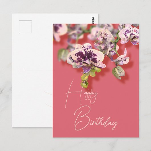 Orchids Tropical Floral Happy Birthday Briefkaart (Voorkant / Achterkant)