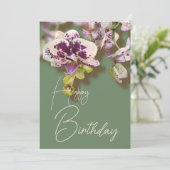 Orchids Tropical Floral Happy Birthday Feestdagenkaart (Staand voorkant)