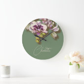 Orchids Tropical Flowers Custom Name Grote Klok (Huis)