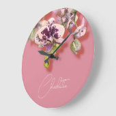 Orchids Tropical Flowers Custom Name Grote Klok (Hoek)