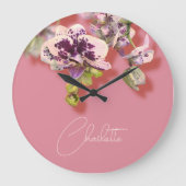Orchids Tropical Flowers Custom Name Grote Klok (Voorkant)