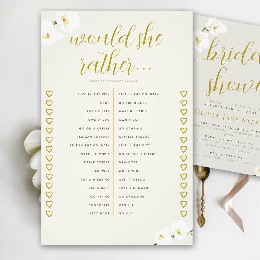 Orchids Vrijgezellenfeest spel zou ze liever ivoor Flyer