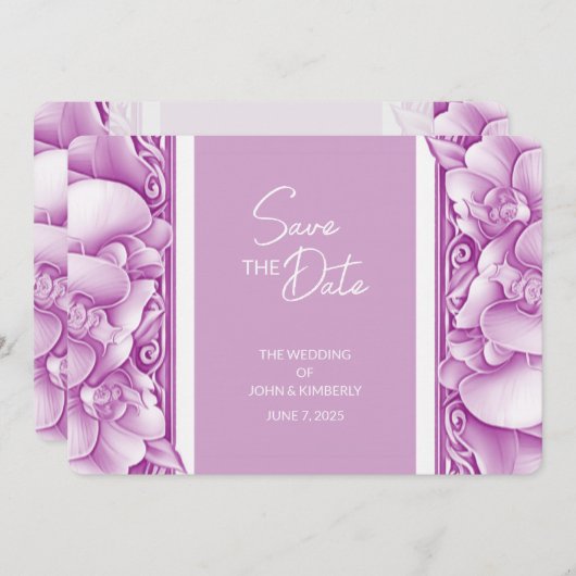 Orchids Wedding  Bewaar de datum Fotokaart Save The Date (Voorkant / Achterkant)