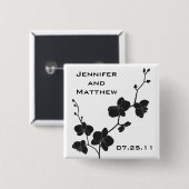 Orchids Wedding Pin - Zwart-wit Vierkante Button 5,1 Cm (Voorkant /achterkant)