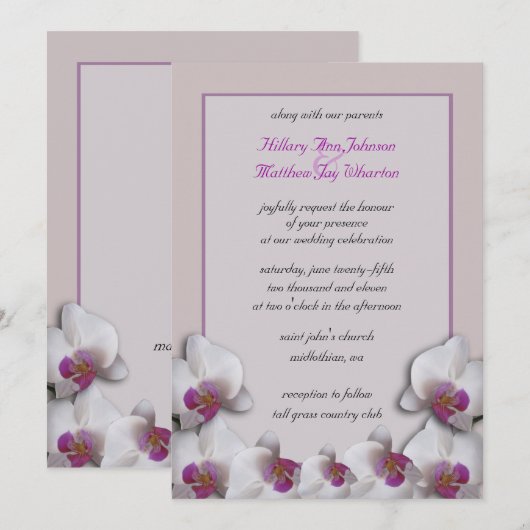 Orchids Wedding Uitnodiging (Voorkant / Achterkant)