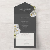 Orchids Woman's Birthday Party All In One Uitnodiging (Binnen)