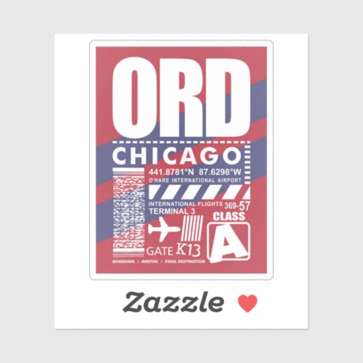 ORD Airport Chicago Sticker (Vel)