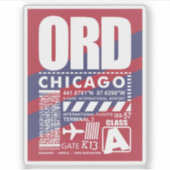 ORD Airport Chicago Sticker (Voorkant)