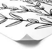 Orde der Evenementen Bruiloft Zwarte Bloemen Wildb Poster (Hoek)