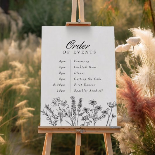 Orde der Evenementen Bruiloft Zwarte Bloemen Wildb Poster
