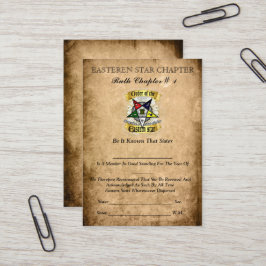 Orde der Kaarten van het ooststerrenlidmaatschap Visitekaartje