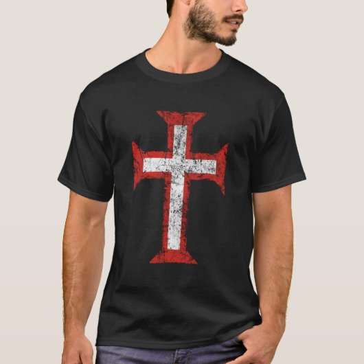 Orde van Christus Kruis-Tempelier-Christelijk-Port T-shirt (Voorkant)