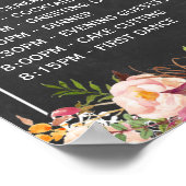 Orde van de Dag | Floral Chalkboard Weddenschap Poster (Hoek)