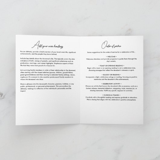 Orde van de dienst Overlijdensbericht 7-Foto Memor Programma (Binnen)