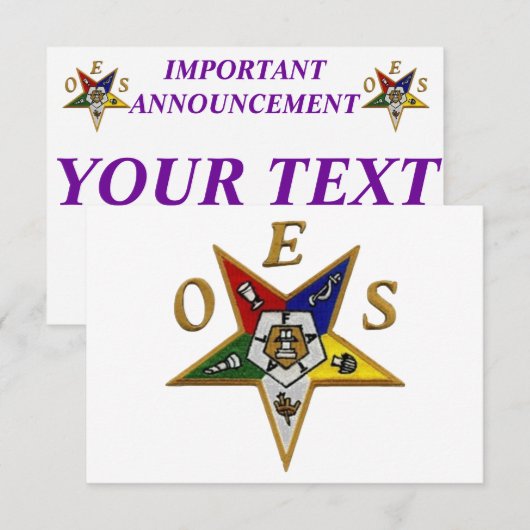 Orde van de oostelijke ster aankondiging (Voorkant / Achterkant)