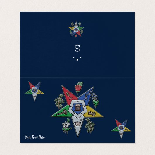 Orde van de oostelijke ster visitekaartje (Buitenkant ongevouwen)