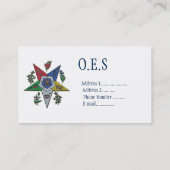 Orde van de oostelijke ster visitekaartje (Achterkant)