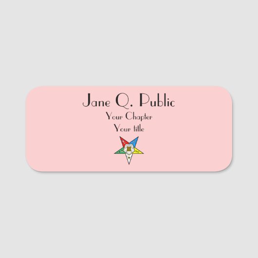 Orde van de Oosterse Roze Aangepast OES Naamplaatje (Voorkant)