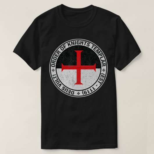 Orde van de Templar Flag Sigil Deus Vult T-shirt (Design voorkant)