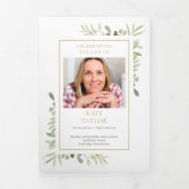 Orde van dienst groen funeral herdenking drieluik programma (Cover)