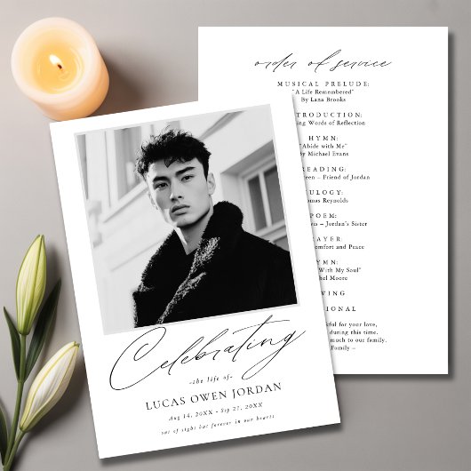 Orde van Dienst Memorial Foto Goedkope Begrafenis Programmakaart