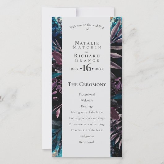 Orde van dienst, programma Dark en Moody (Voorkant)