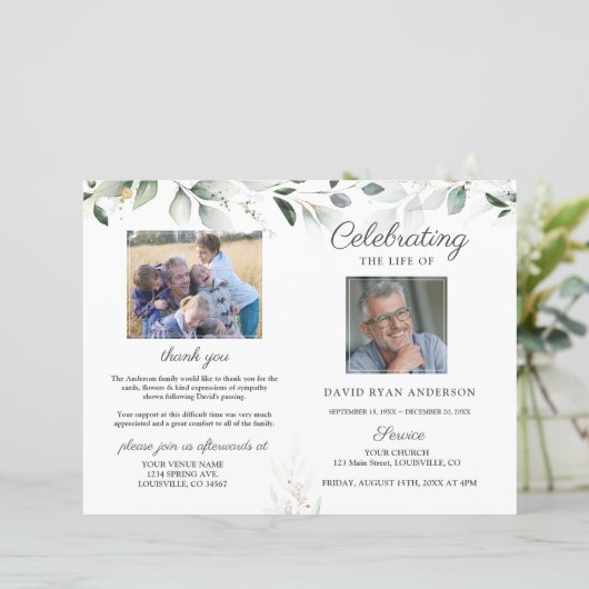 Orde van dienst rouwfotoalbum (Staand voorkant)