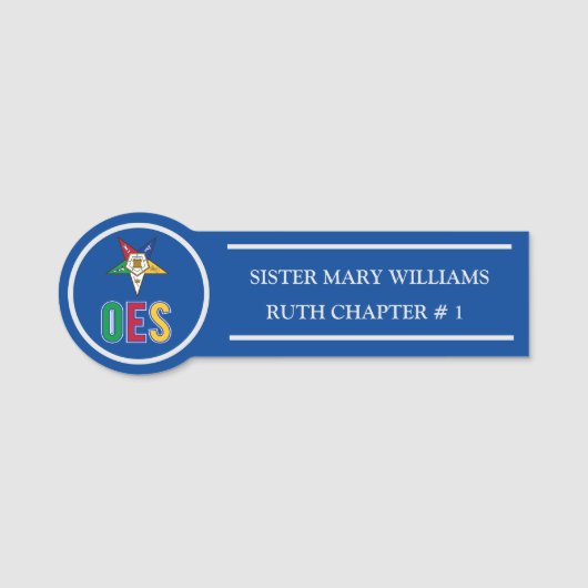 Orde van Eastern Star Naamplaatje (Voorkant)