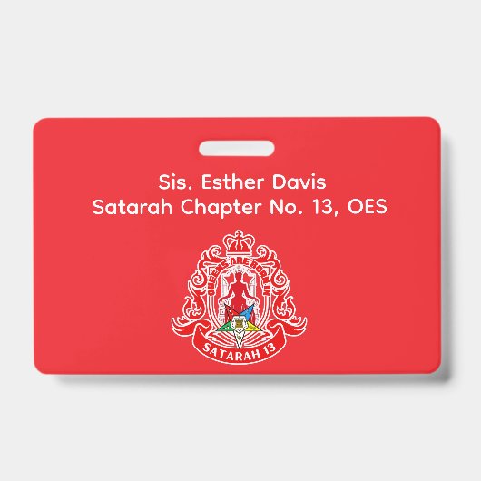 Orde van Eastern Star (OES) naam badge (Voorzijde)