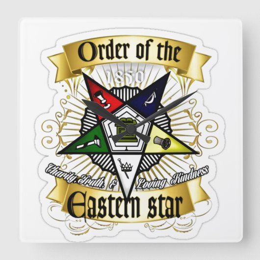 Orde van Eastern Star Vierkante Klok (Voorkant)