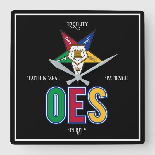 Orde van Eastern Star Vierkante Klok (Voorkant)