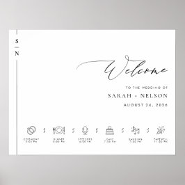 Orde van Evenementen Bruiloft Welkomstbord met Tij Poster