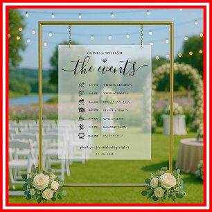 Orde van Evenementen Elegant Frosted Wedding Sign Acryl Bord