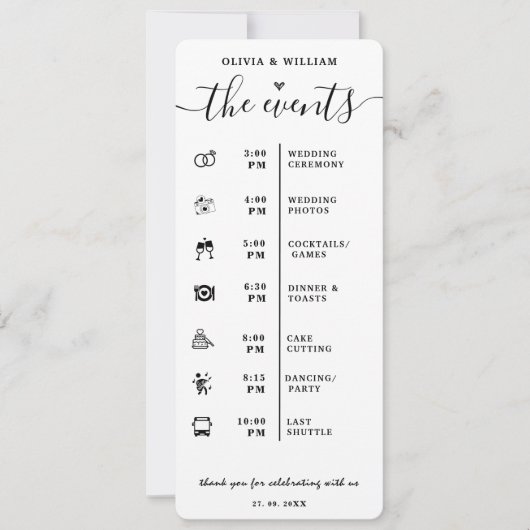 Orde van Evenementen Elegant Wedding Programma (Voorkant)