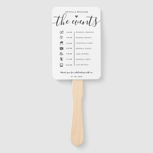 Orde van Evenementen Elegant Wedding Programma Handwaaier (Voorkant)