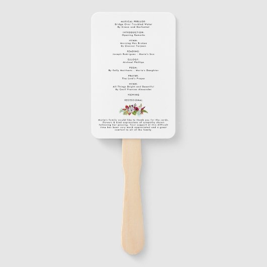 Orde van het Programma van de Funeral van de Foto  Handwaaier (Achterkant)