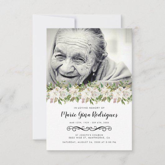 Orde van Service Floral Photo Funeral Programme Kaart (Voorkant)