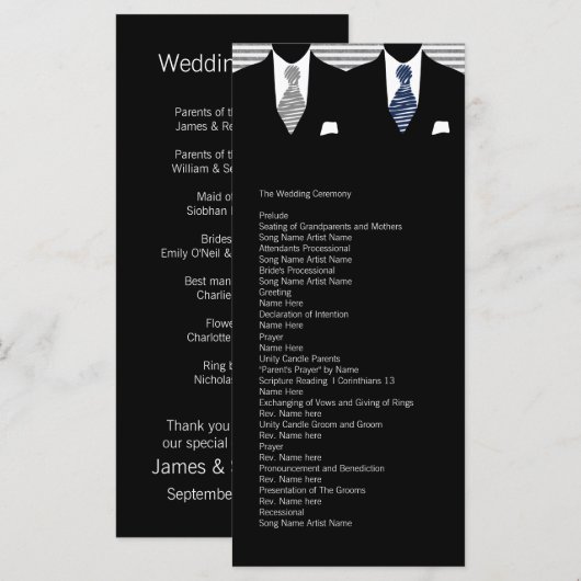 Orde voor weddenschappen tussen de heren Blue en G Programmakaart (Voorkant / Achterkant)