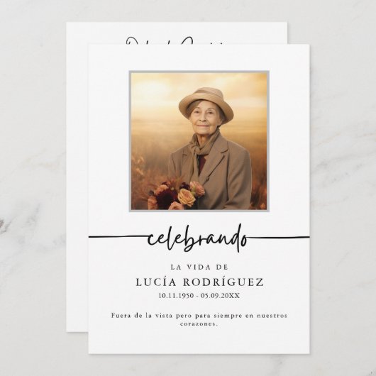 Orden de Servicio Spaanse Begrafenis Celebrando Fo Programmakaart (Voorkant / Achterkant)