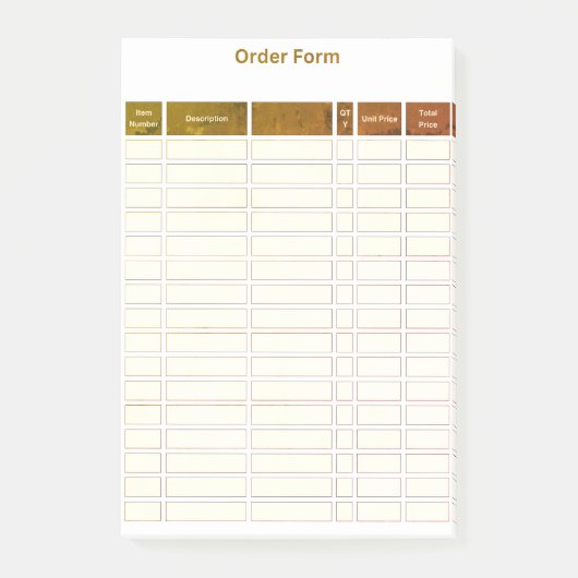 order form post it note (Voorkant)