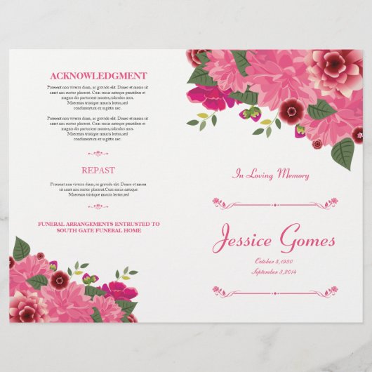Order of Service Funeral Program Flyer (Voorkant)