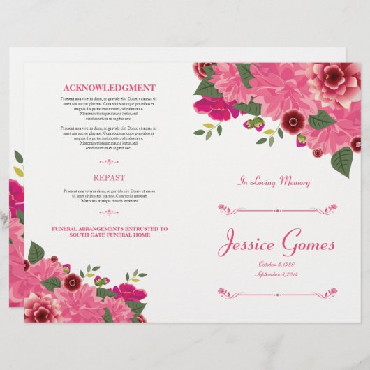 Order of Service Funeral Program Flyer (Voorkant / Achterkant)