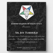 Order of the Eastern Star Award Plaque Fotoplaat (Voorkant)