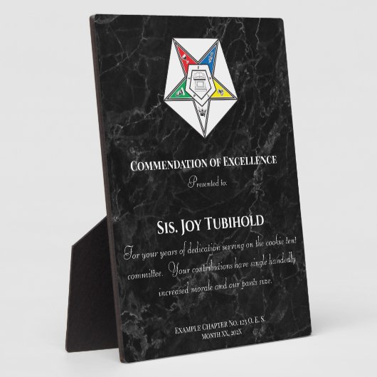 Order of the Eastern Star Award Plaque Fotoplaat (Zijkant)