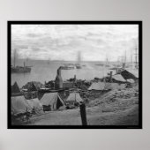 Ordinance Barge Explosion at City Point 1864 Poster (Voorkant)